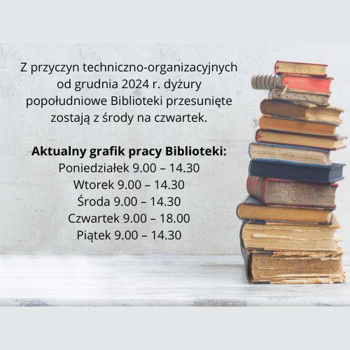 Zmiana godzin pracy Biblioteki WT